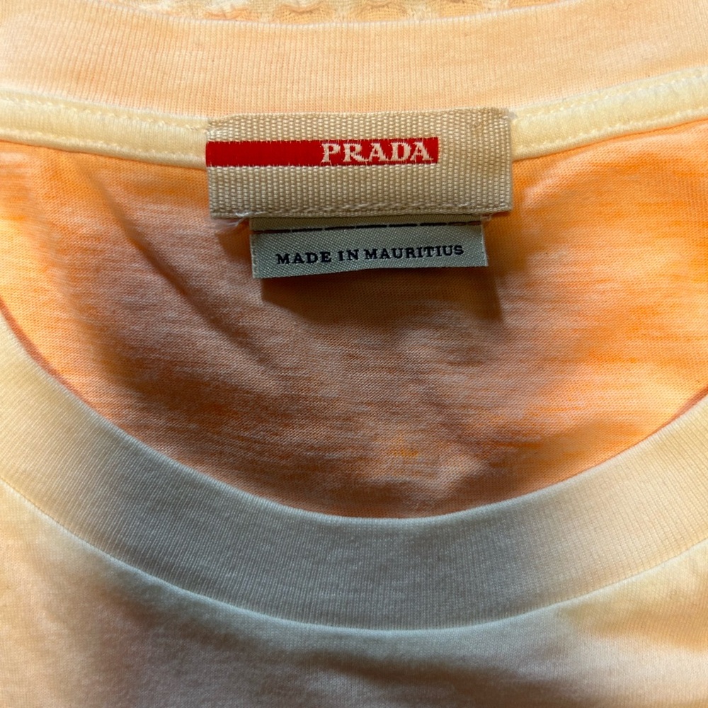 Prada Orange and White Crewneck T-Shirt